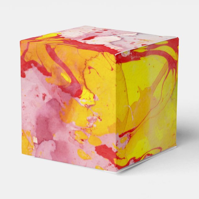 Caja Para Regalos Moderno Rojo Azul Amarillo Verde Mármol Púrpura (Reverso Costado)