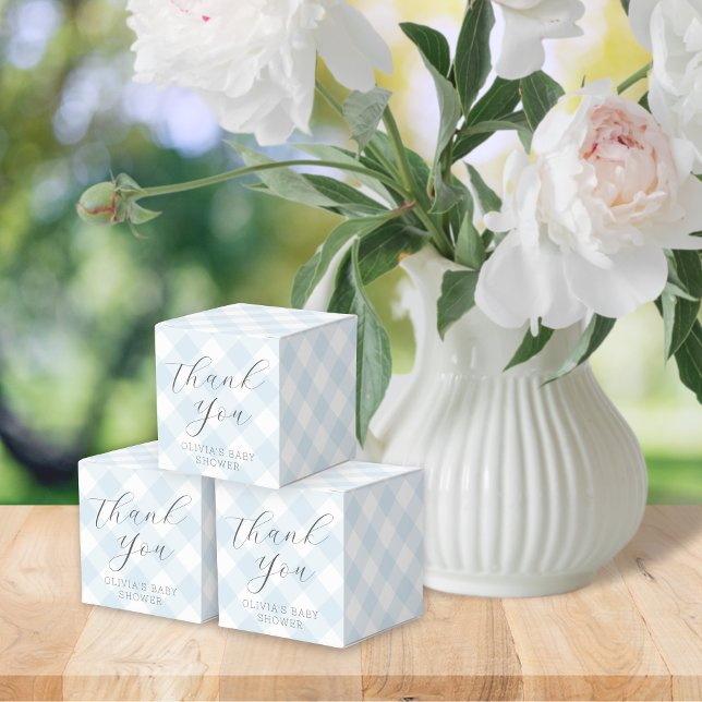 Caja Para Regalos Moderno + Sweet Light Blue Gingham Baby Shower (Subido por el creador)