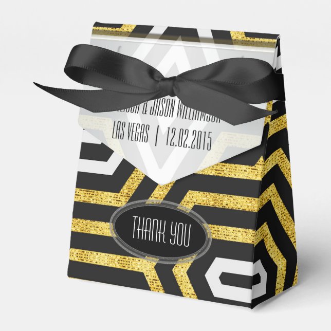 Caja Para Regalos Moderno Tech Gold Glamour Design Party Favor Box (Front Side)