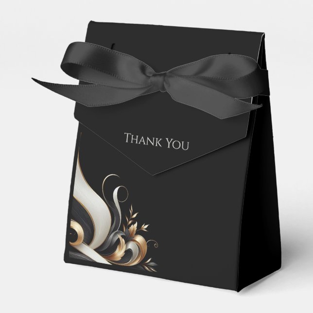 Caja Para Regalos Moderno y elegante negro y oro (Front Side)