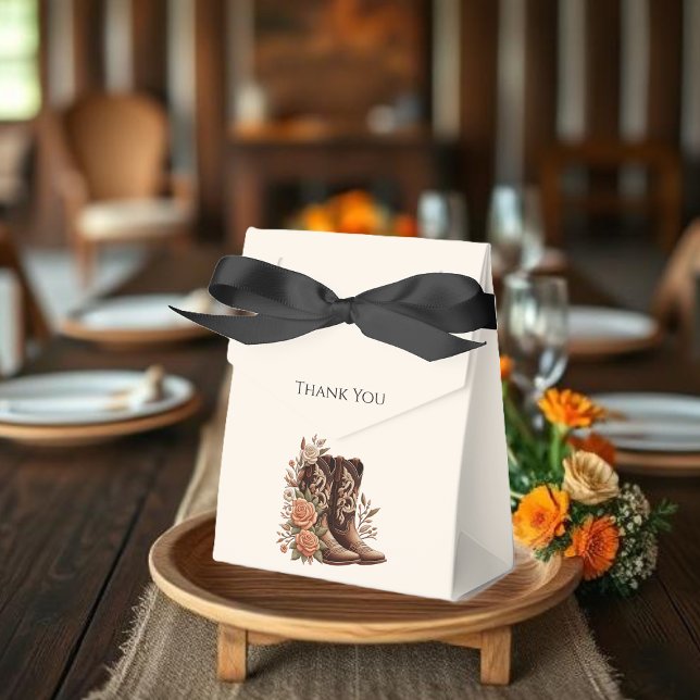 Caja Para Regalos Moderno y elegante País Occidental - Flores (Country Western-Flowers with Cowboy Boots-Wedding Favor Boxes)