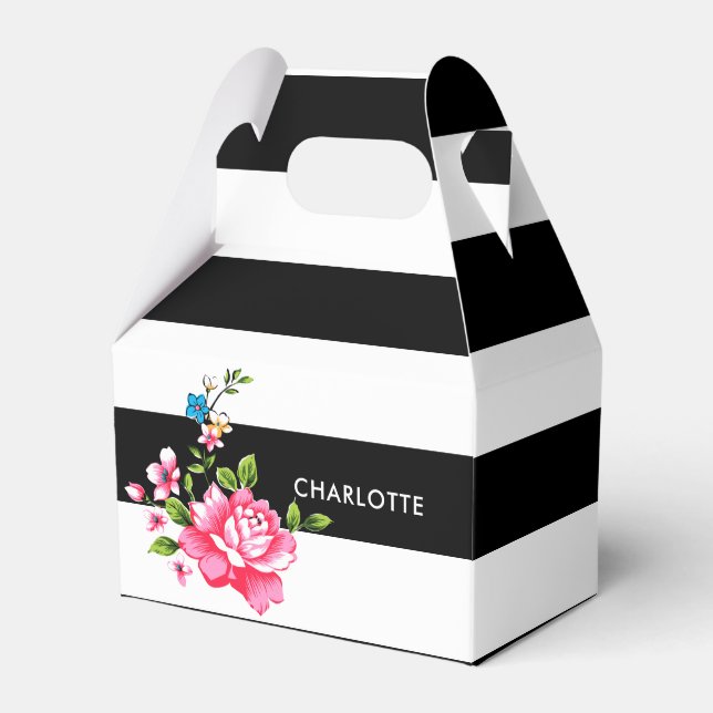 Caja Para Regalos Moderno y personalizado elegante franja blanca y n (Front Side)