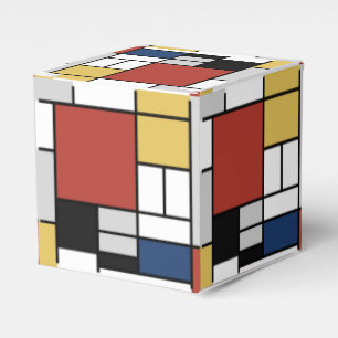 Caja Para Regalos Mondrian Pintura de Plano Rojo Amarillo Azul Gris
