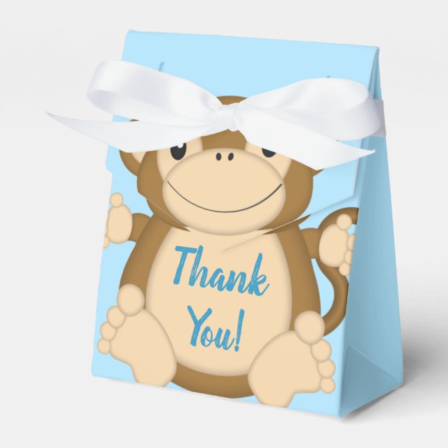 Caja Para Regalos Monkey Baby Shower Blue (Front Side)