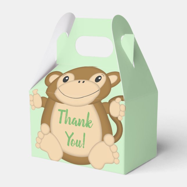 Caja Para Regalos Monkey Baby Shower Green (Front Side)
