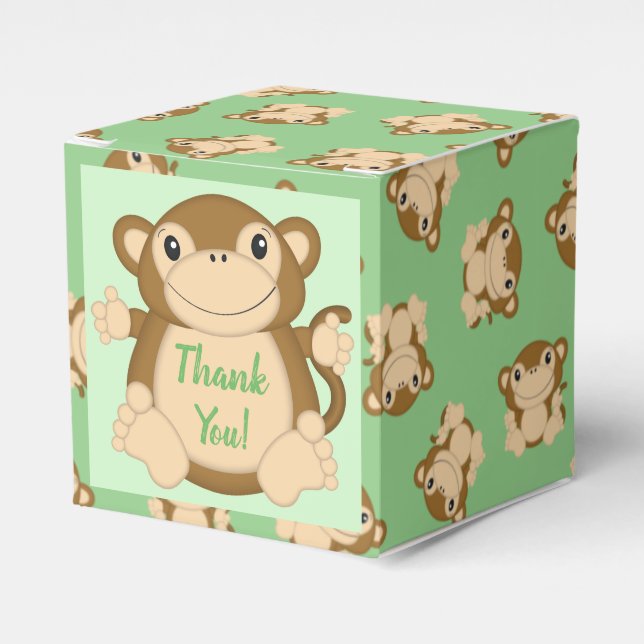 Caja Para Regalos Monkey Baby Shower Green (Costado Anverso)