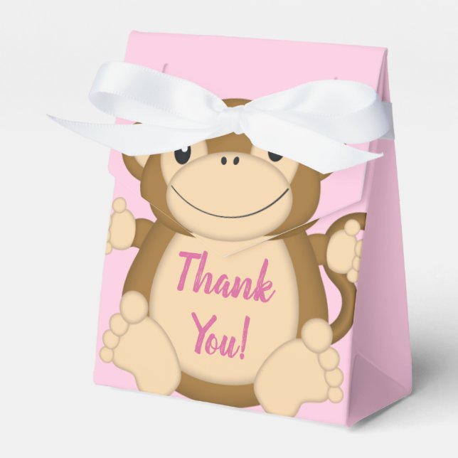 Caja Para Regalos Monkey Baby Shower Pink (Front Side)