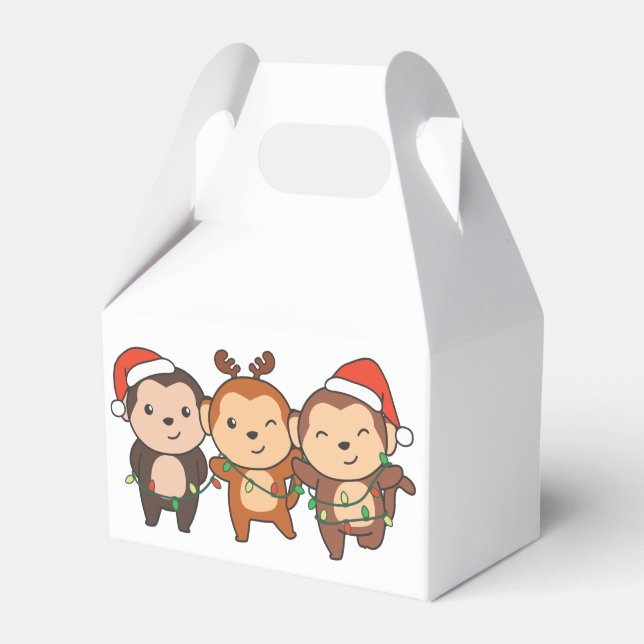 Caja Para Regalos Monkey Christmas Christmas Animals Cute Monkeys Fa (Front Side)