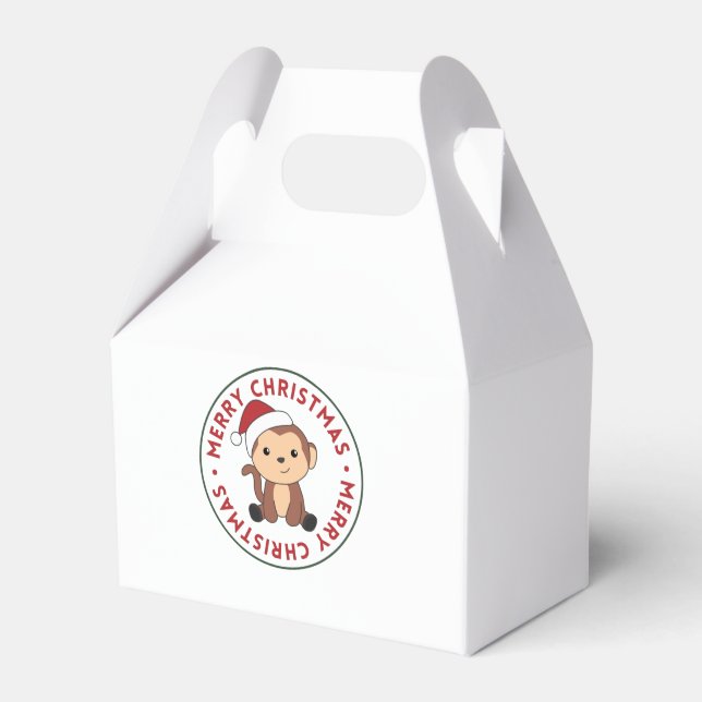 Caja Para Regalos Monkey Christmas Snow Winter Animals Monkeys (Front Side)