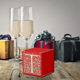 Caja Para Regalos monograma antiguo ornamentado - letra T