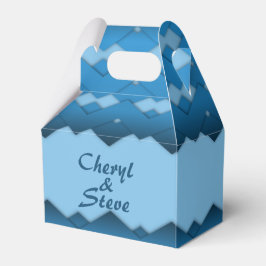 Caja Para Regalos Monograma azul zigzag