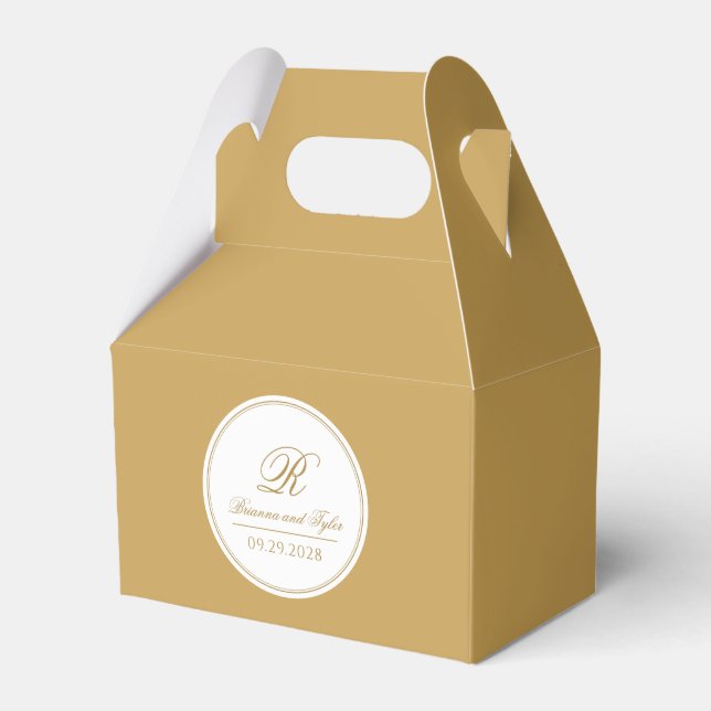 Caja Para Regalos Monograma Boda clásico simple dorado (Front Side)