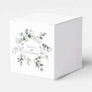 Caja Para Regalos Monograma boda floral de rosas blancas y verde
