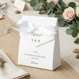 Caja Para Regalos Monograma Botánico Personalizado de Bodas con Verd
