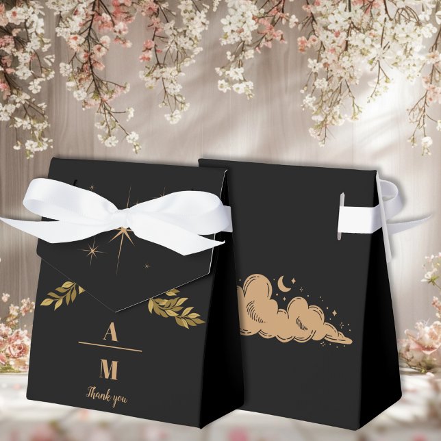 Caja Para Regalos Monograma Celestial Midnight Boda de Estrellas Neg (Subido por el creador)