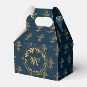 Caja Para Regalos Monograma con molestias de cosecha rugiana azul y 