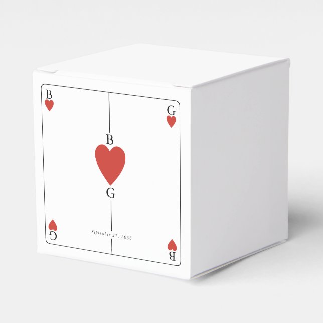 Caja Para Regalos Monograma Corazones Jugando Boda de tarjetas (Costado Anverso)