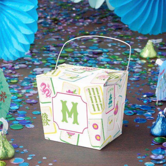 Caja Para Regalos Monograma de acuarela brillante Mahjong Tiles (Fiesta)