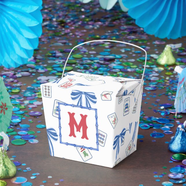 Caja Para Regalos Monograma de acuarela Mahjong Tiles y arcos (Fiesta)