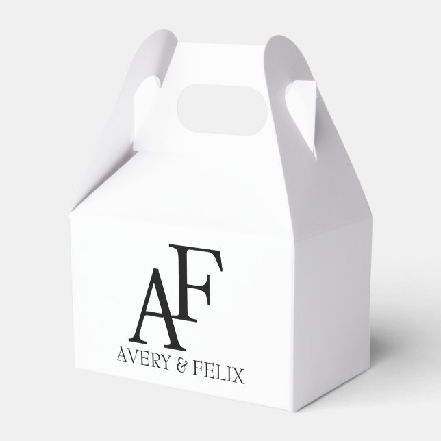 Caja Para Regalos Monograma de Boda Negro y Blanco Elegante Invitado (Front Side)
