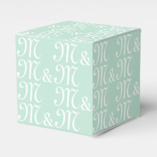 Caja Para Regalos Monograma de la pareja de personalizares con menta