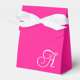 Caja Para Regalos Monograma de letra cursiva rosa y blanco