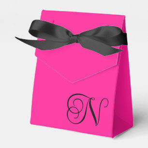 Caja Para Regalos Monograma de letra cursiva rosa y negro