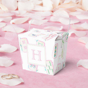 Caja Para Regalos Monograma de mosaico de color rosa y verde de Mahj