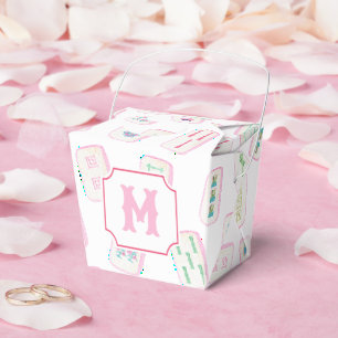 Caja Para Regalos Monograma de mosaico de color rosa y verde de Mahj