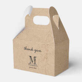 Caja Para Regalos Monograma de papel negro kraft rústico