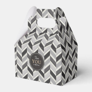 Caja Para Regalos Monograma de patrón geométrico de chevron gris mod