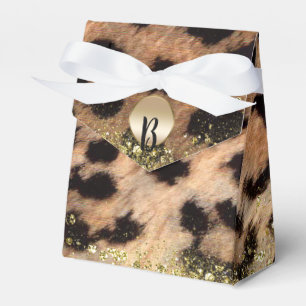 Caja Para Regalos Monograma de Purpurina Dorada con Estampado de Ani