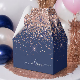 Caja Para Regalos Monograma de Purpurina rosa Rubor Rosa azul de la