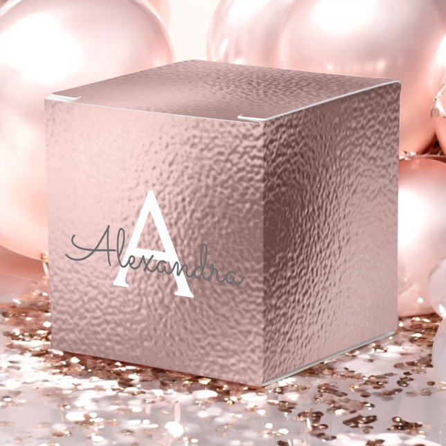 Caja Para Regalos Monograma de Relieve metalizado dorado rosa y espu (Subido por el creador)