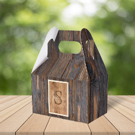 Caja Para Regalos Monograma de tono de madera oscura rústica