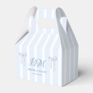 Caja Para Regalos Monograma del Boda azul de barrido de mano