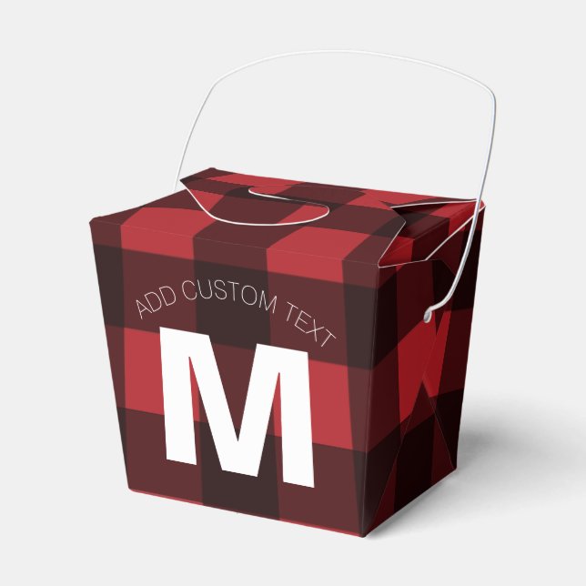 Caja Para Regalos Monograma del patrón de patrón de búfalo rojo y ne (Front Side)
