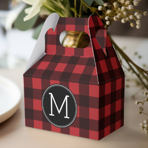 Caja Para Regalos Monograma del patrón rojo y negro ruso