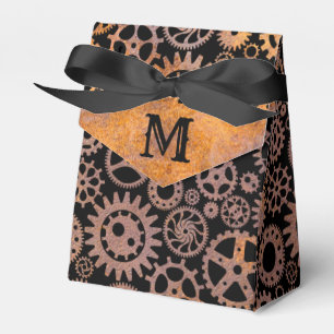 Caja Para Regalos Monograma del Personalizado de los engranajes rust
