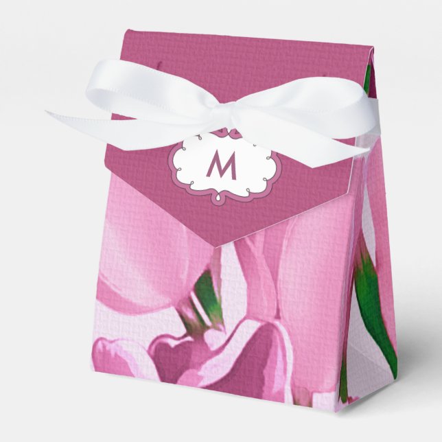 Caja Para Regalos Monograma del Personalizado de pintura tulipán de  (Front Side)