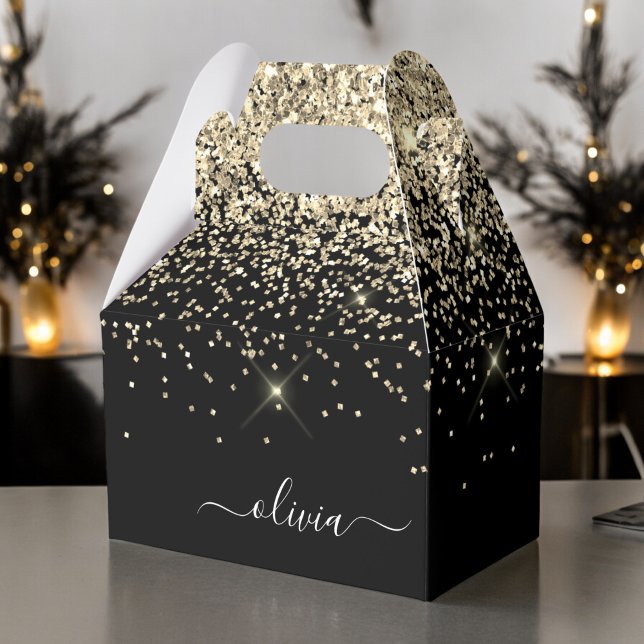 Caja Para Regalos Monograma del Purpurina negro dorado Nombre de la  (Subido por el creador)