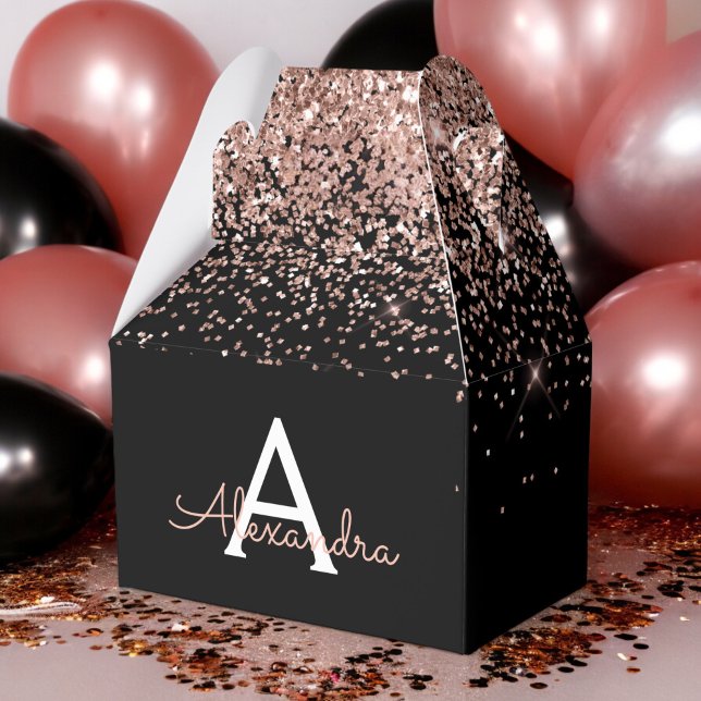 Caja Para Regalos Monograma del Purpurina negro rosado Rosa Rubor Go (Subido por el creador)