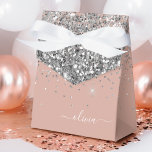 Caja Para Regalos Monograma del Purpurina plateado rosa de la rosa r<br><div class="desc">Oro Rosa - Rubor Pink and Silver Sparkle Purpurina Monograma Nombre y Cajas de regalo de Fiesta de papel inicial Esto hace que el dulce perfecto de 16 cumpleaños, boda, ducha de novia, aniversario, ducha de bebé o regalo de soltera para alguien que ama el lujo del glam y los...</div>