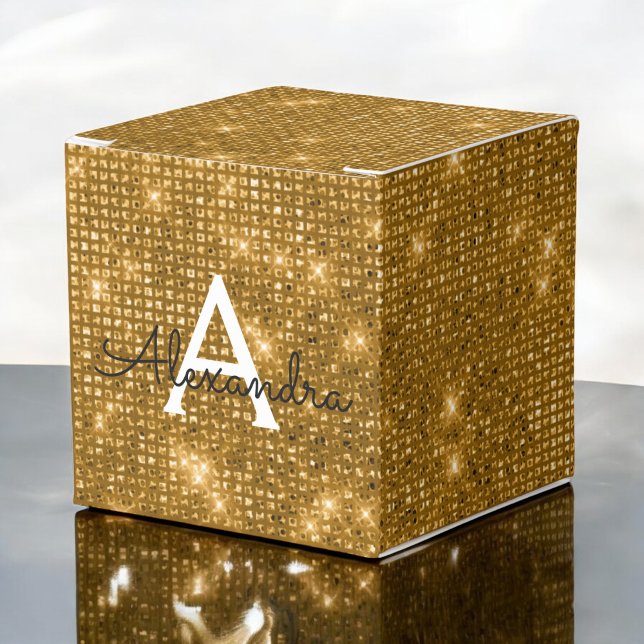 Caja Para Regalos Monograma dorado y sombrío negro - Añadir tu nombr (Subido por el creador)