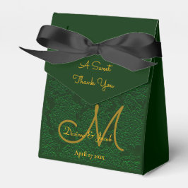 Caja Para Regalos Monograma elegante del Boda del oro verde de Hunte