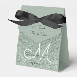 Caja Para Regalos Monograma elegante del Boda verde Pastel Sage