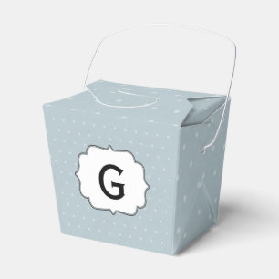 Caja Para Regalos Monograma enmarcado en azul pálido con lunares bla
