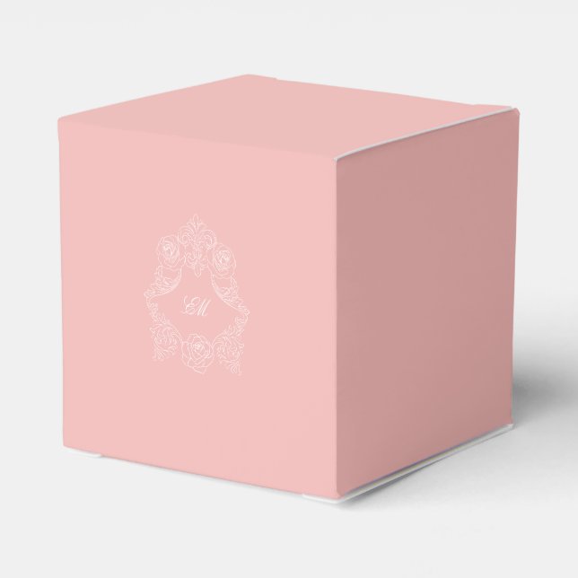Caja Para Regalos Monograma escudo Marie Antoinette rosa victoriano (Reverso Costado)