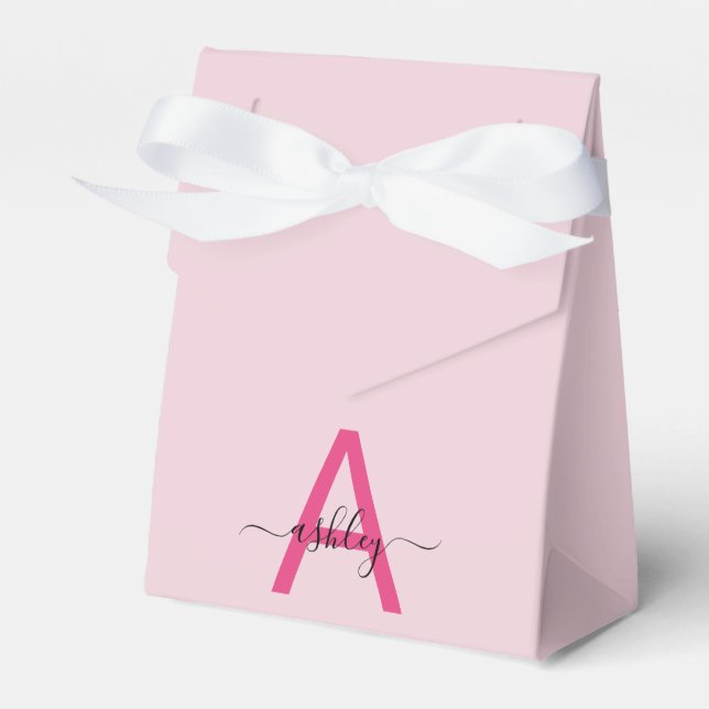 Caja Para Regalos Monograma estilizado moderno rosa caliente (Front Side)
