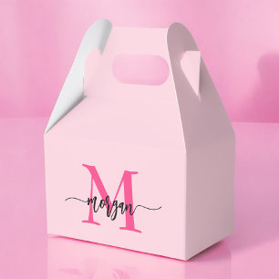 Caja Para Regalos Monograma estilizado moderno rosa caliente